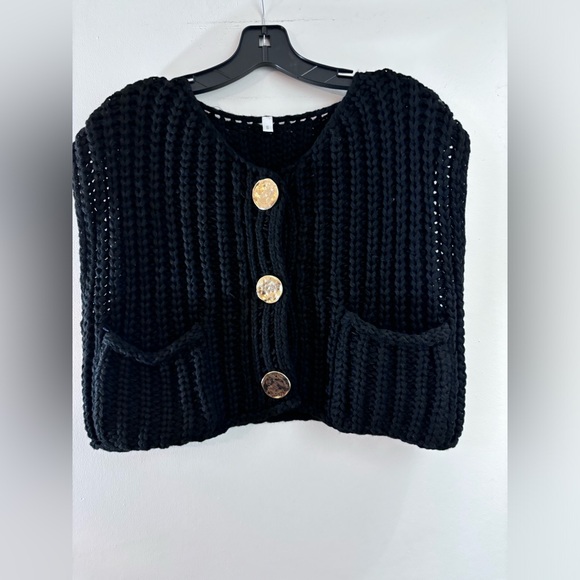 New Sweater Vest Chunky Knit Gold Button Down Sleeveless Knitted Cardigan Po… - Picture 10 of 13